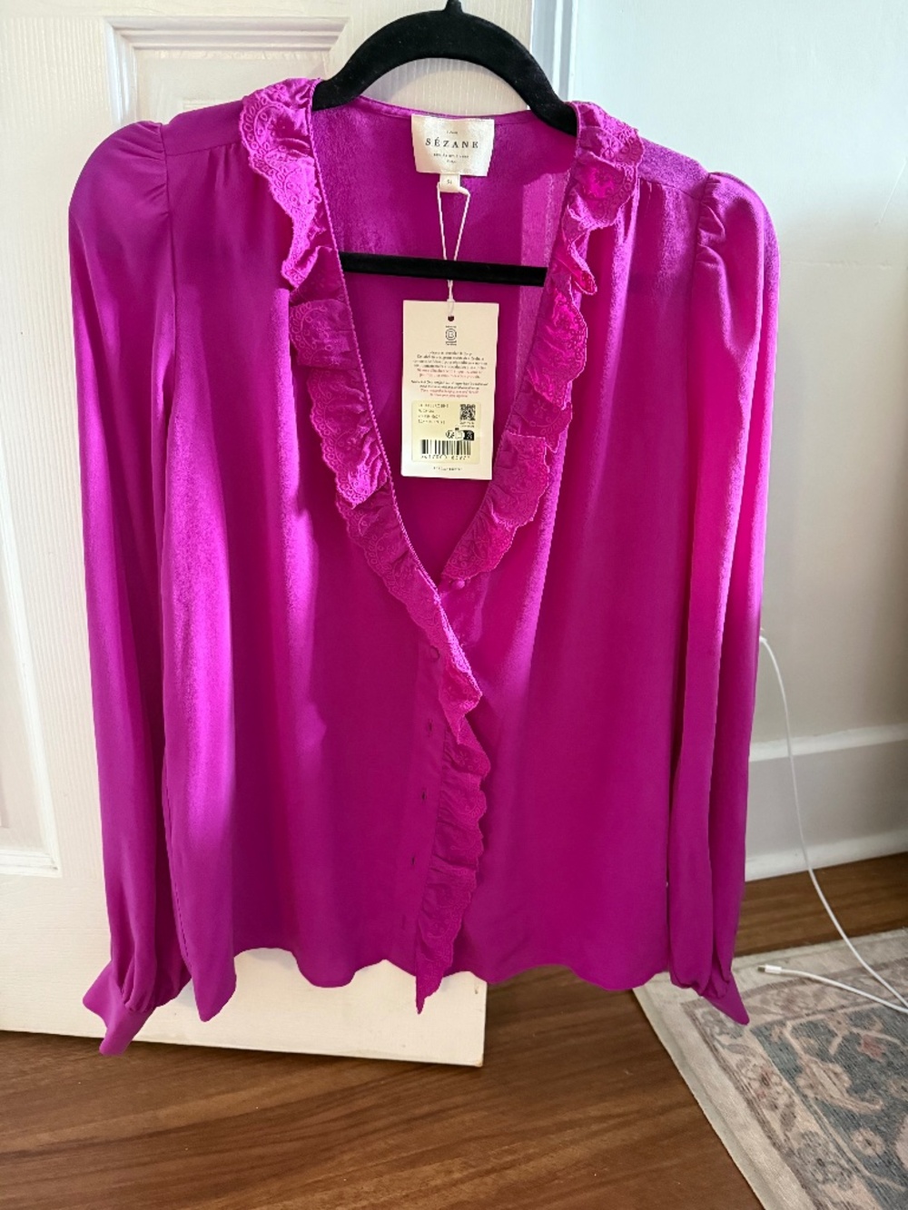 Sezane Silk Blouse Fuchsia Size 2
